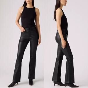 NWT LEVI'S 725 High Rise Bootcut Size 25 Coated Caviar Black